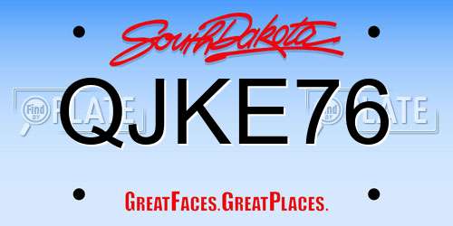 QJKE76 South Dakota License Plate