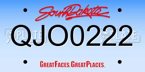 QJO0222 South Dakota License Plate