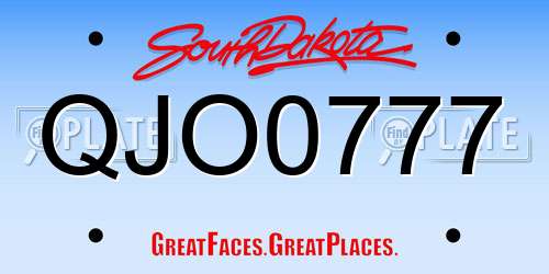 QJO0777 South Dakota License Plate