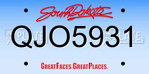 QJO5931 South Dakota License Plate