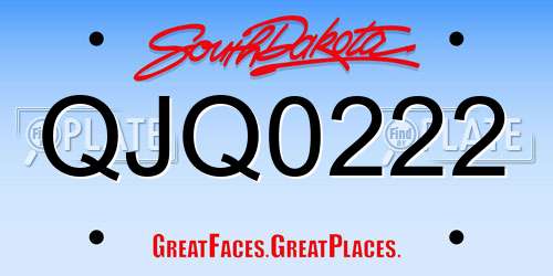 QJQ0222 South Dakota License Plate
