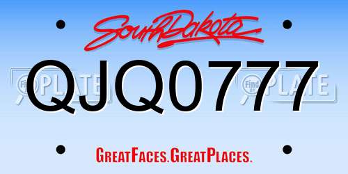 QJQ0777 South Dakota License Plate