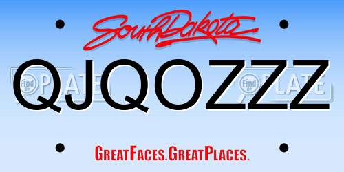QJQOZZZ South Dakota License Plate
