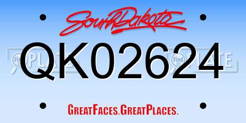 QK02624 South Dakota License Plate