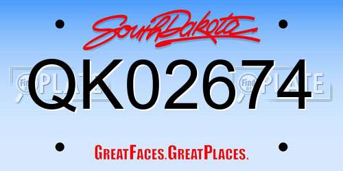 QK02674 South Dakota License Plate