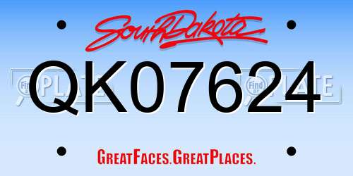 QK07624 South Dakota License Plate