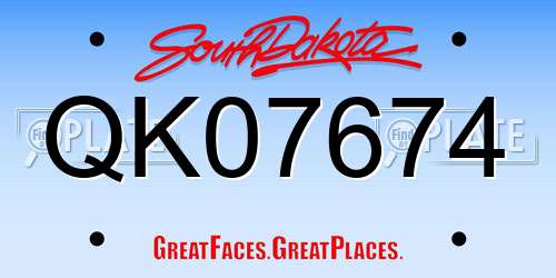QK07674 South Dakota License Plate