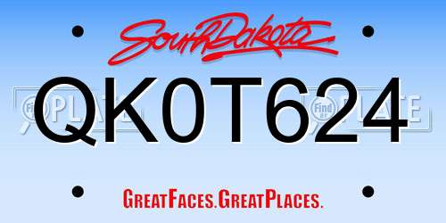 QK0T624 South Dakota License Plate