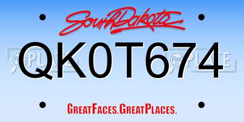 QK0T674 South Dakota License Plate
