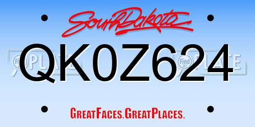 QK0Z624 South Dakota License Plate