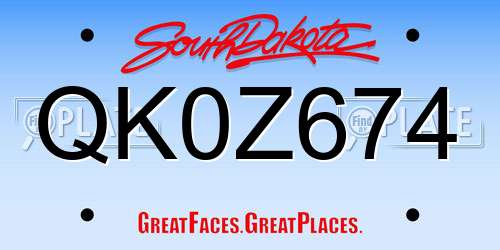QK0Z674 South Dakota License Plate