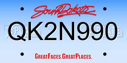 QK2N990 South Dakota License Plate