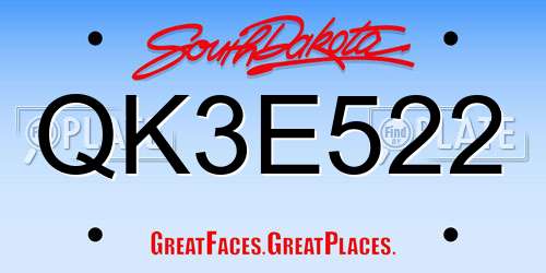 QK3E522 South Dakota License Plate