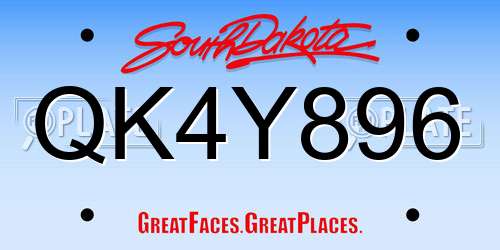 QK4Y896 South Dakota License Plate