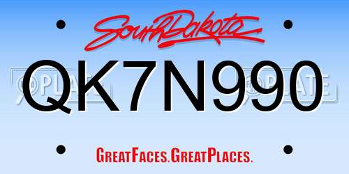QK7N990 South Dakota License Plate