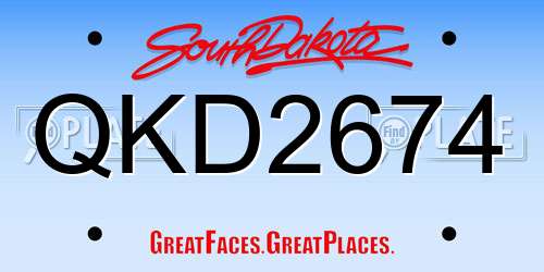 QKD2674 South Dakota License Plate