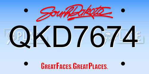 QKD7674 South Dakota License Plate
