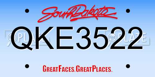 QKE3522 South Dakota License Plate