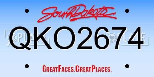 QKO2674 South Dakota License Plate