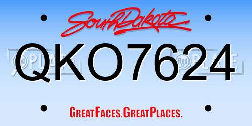 QKO7624 South Dakota License Plate