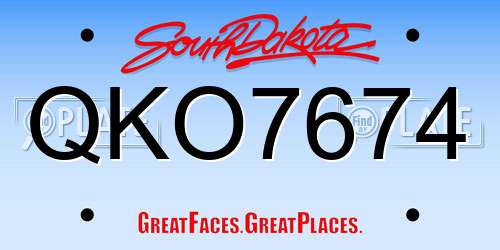 QKO7674 South Dakota License Plate