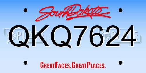 QKQ7624 South Dakota License Plate