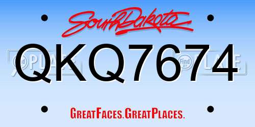 QKQ7674 South Dakota License Plate
