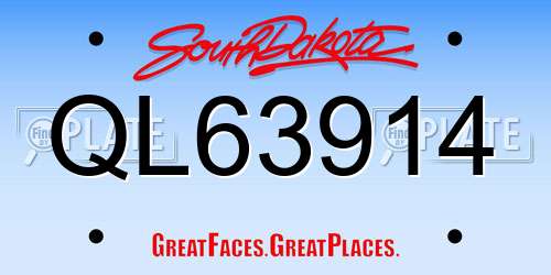 QL63914 South Dakota License Plate