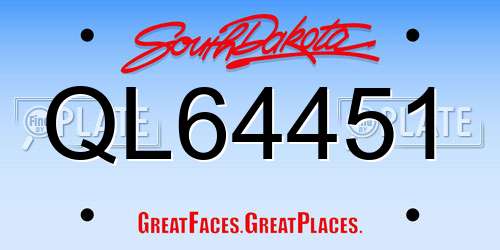 QL64451 South Dakota License Plate