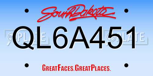 QL6A451 South Dakota License Plate