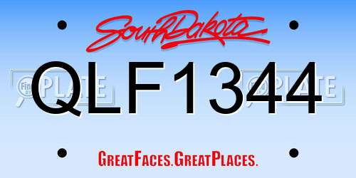 QLF1344 South Dakota License Plate