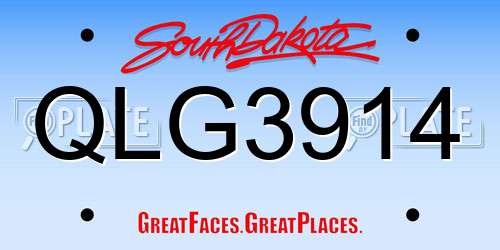 QLG3914 South Dakota License Plate