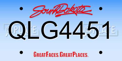 QLG4451 South Dakota License Plate