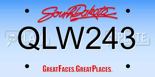 QLW243 South Dakota License Plate