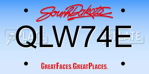 QLW74E South Dakota License Plate
