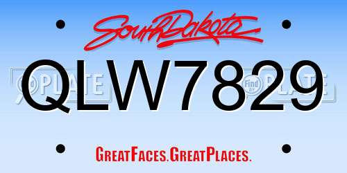 QLW7829 South Dakota License Plate