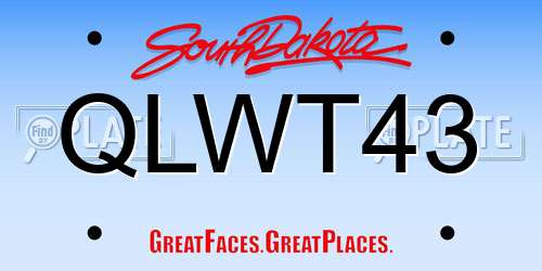 QLWT43 South Dakota License Plate