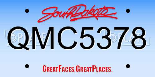 QMC5378 South Dakota License Plate