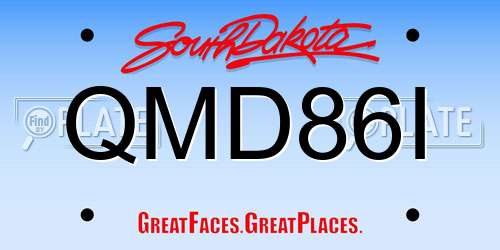 QMD86I South Dakota License Plate