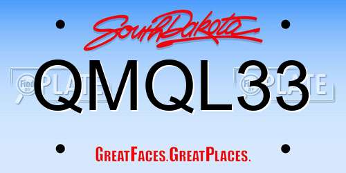QMQL33 South Dakota License Plate