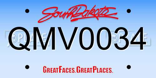 QMV0034 South Dakota License Plate