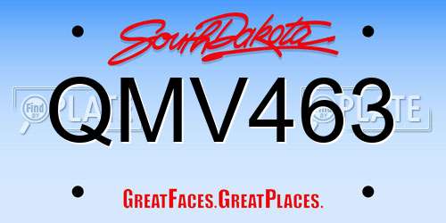 QMV463 South Dakota License Plate
