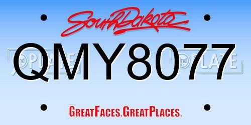 QMY8077 South Dakota License Plate