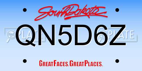 QN5D6Z South Dakota License Plate