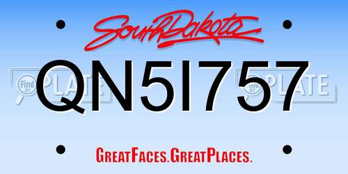 QN5I757 South Dakota License Plate