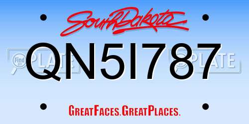 QN5I787 South Dakota License Plate