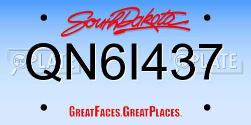 QN6I437 South Dakota License Plate