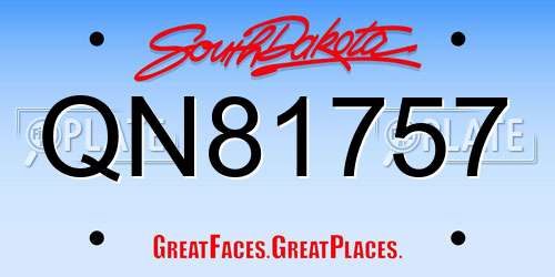 QN81757 South Dakota License Plate