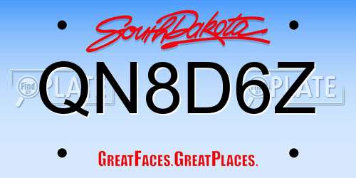 QN8D6Z South Dakota License Plate
