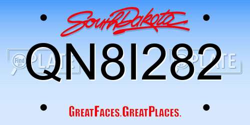 QN8I282 South Dakota License Plate